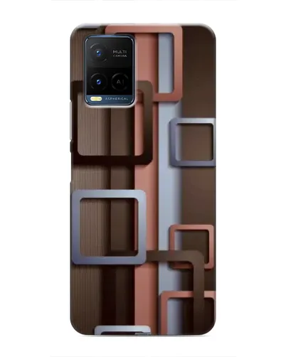Чехол для Vivo Y21 / Y21s с картинкой «Коричневые объемные квадраты»