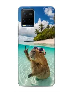 Чехол для Vivo Y21 / Y21s с картинкой «Капибара на море» Чехол для Vivo Y21 / Y21s с картинкой «Капибара на море»