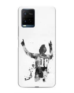 Чехол для Vivo Y21 / Y21s с картинкой «Черно-белый силуэт Месси»