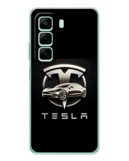 Чехол для Vivo Y21d с картинкой «Tesla — серебристое авто»