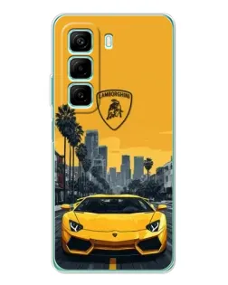 Чехол для Vivo Y21d с картинкой «Желтый Lamborghini город»