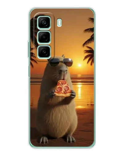Чехол для Vivo Y21d с картинкой «Капибара с пиццей»