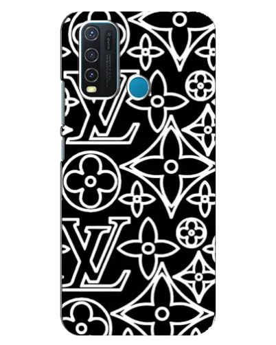 Чехол для Vivo Y30 с картинкой «Черно-белый узор LV»