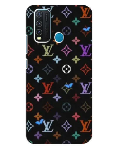 Чехол для Vivo Y30 с картинкой «Цветная монограмма LV»