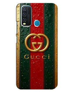 Чехол для Vivo Y30 с картинкой «Gucci — фирменная полоса и золото» Чехол для Vivo Y30 с картинкой «Gucci — фирменная полоса и золото»