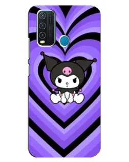 Чехол для Vivo Y30 с картинкой «Kuromi и фиолетовые сердца»