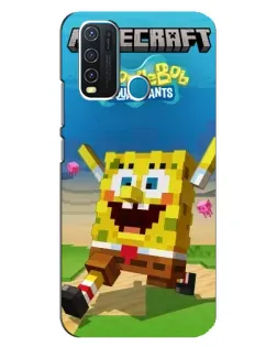 Чехол для Vivo Y30 с картинкой «Губка Боб Minecraft»