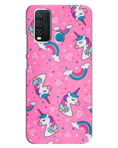 Чехол для Vivo Y30 с картинкой «Unicorn паттерн розовый»