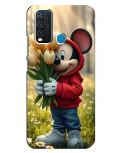 Чехол для Vivo Y30 с картинкой «Микки с тюльпанами»
