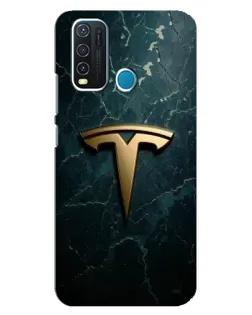 Чехол для Vivo Y30 с картинкой «Мраморная Tesla Gold»