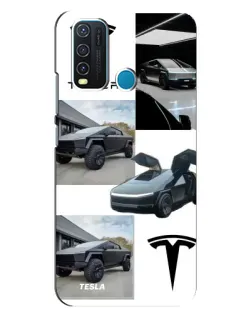Чехол для Vivo Y30 с картинкой «Коллаж Cybertruck Tesla»