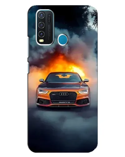 Чехол для Vivo Y30 с картинкой «Audi в огненном дыму»