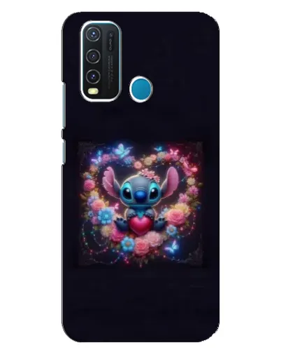 Чехол для Vivo Y30 с картинкой «Stitch в цветах»