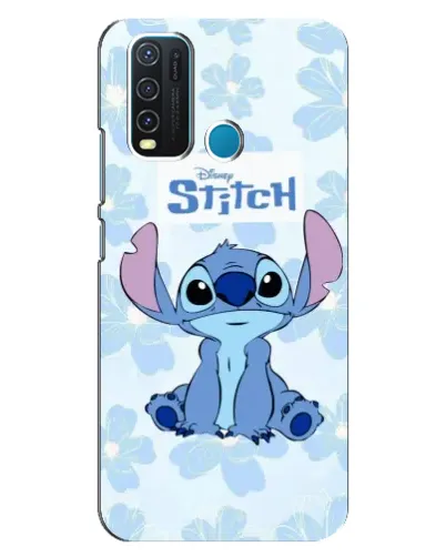 Чехол для Vivo Y30 с картинкой «Stitch среди цветов»