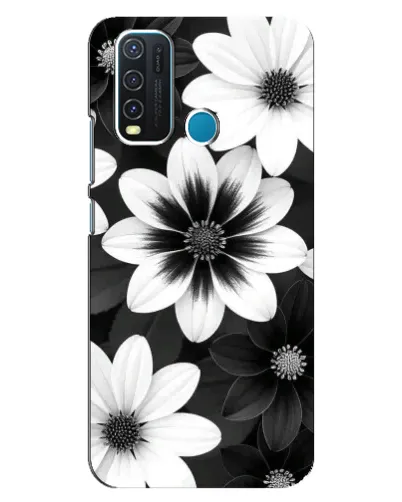 Чехол для Vivo Y30 с картинкой «Монохромные астры»