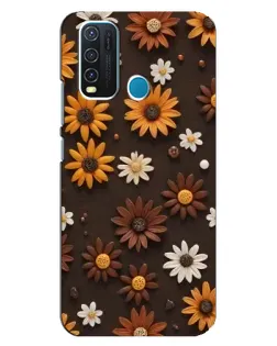 Чехол для Vivo Y30 с картинкой «Узор из маленьких подсолнухов»