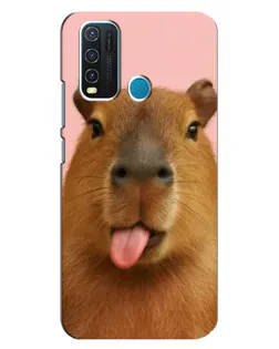 Чехол для Vivo Y30 с картинкой «Капибара с языком»