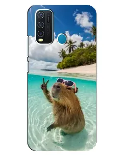 Чехол для Vivo Y30 с картинкой «Капибара на море»