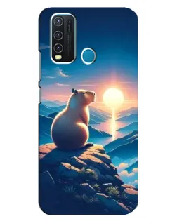 Чехол для Vivo Y30 с картинкой «Закат солнца с капибарой»