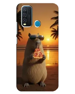 Чехол для Vivo Y30 с картинкой «Капибара с пиццей»