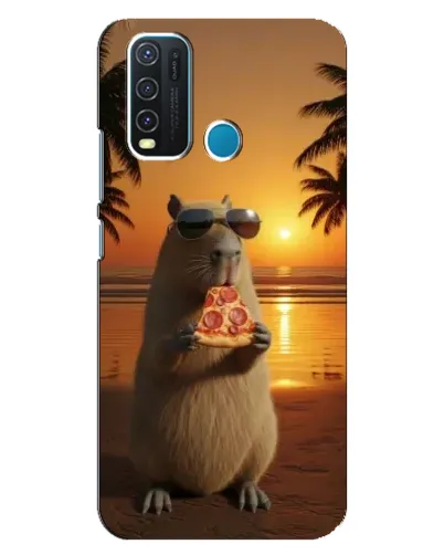 Чехол для Vivo Y30 с картинкой «Капибара с пиццей»