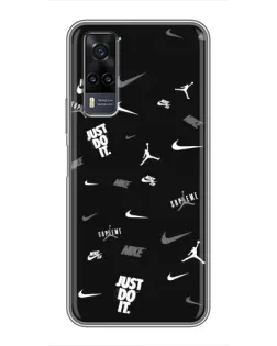 Чехол для Vivo Y31 с картинкой «Nike Black Pattern»