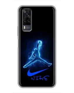 Чехол для Vivo Y31 с картинкой «Jordan Neon Blue»