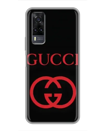 Чехол для Vivo Y31 с картинкой «Gucci — красный логотип»