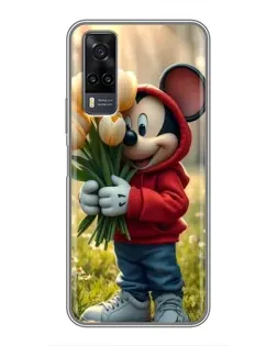 Чехол для Vivo Y31 с картинкой «Микки с тюльпанами»