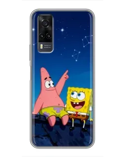 Чехол для Vivo Y31 с картинкой «Губка Боб и Патрик ночью»
