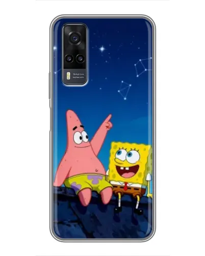 Чехол для Vivo Y31 с картинкой «Губка Боб и Патрик ночью»