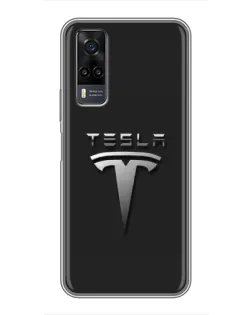 Чехол для Vivo Y31 с картинкой «Стальной логотип Tesla»