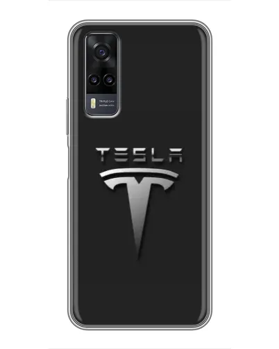 Чехол для Vivo Y31 с картинкой «Стальной логотип Tesla»