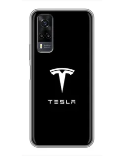 Чехол для Vivo Y31 с картинкой «Tesla White Logo»