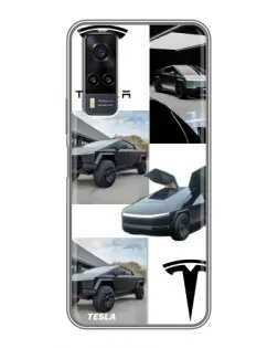 Чехол для Vivo Y31 с картинкой «Коллаж Cybertruck Tesla»