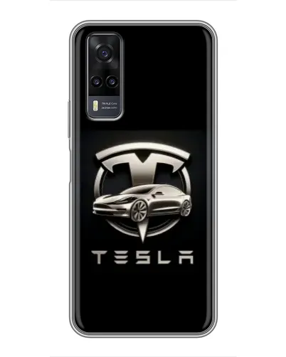 Чехол для Vivo Y31 с картинкой «Tesla — серебристое авто»