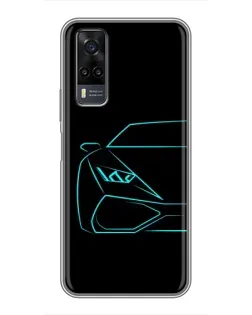Чехол для Vivo Y31 с картинкой «Голубой силуэт Lamborghini»