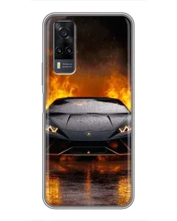 Чехол для Vivo Y31 с картинкой «Lamborghini в огне»