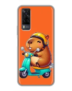 Чехол для Vivo Y31 с картинкой «Капибара на скутере»