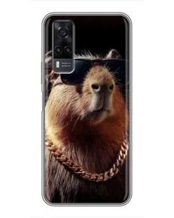 Чехол для Vivo Y31 с картинкой «Капибара золотая цепь»