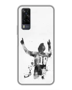 Чохол для Vivo Y31 з картинкою «Чорно-білий силует Мессі»