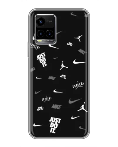 Чехол для Vivo Y33s с картинкой «Nike Black Pattern»