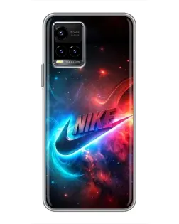 Чехол для Vivo Y33s с картинкой «Огненный логотип Nike»