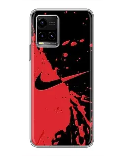 Чехол для Vivo Y33s с картинкой «Красные брызги Nike»