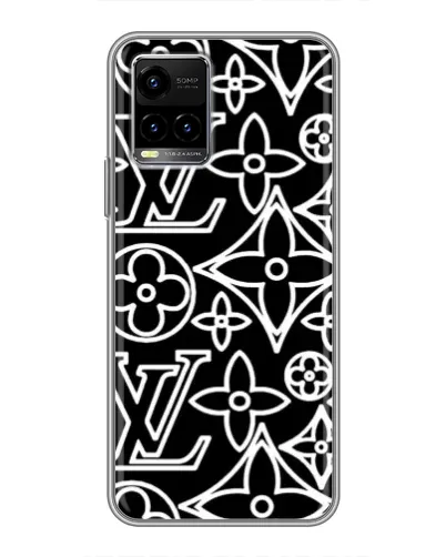 Чехол для Vivo Y33s с картинкой «Черно-белый узор LV»