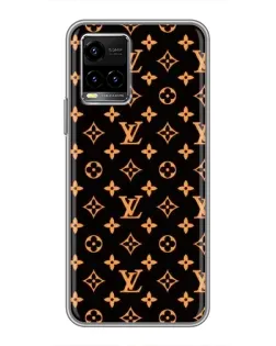 Чехол для Vivo Y33s с картинкой «Золотая монограмма LV»