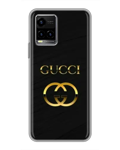 Чехол для Vivo Y33s с картинкой «Золотой логотип Gucci»
