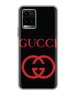 Чехол для Vivo Y33s с картинкой «Gucci — красный логотип»