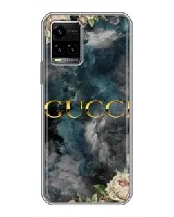Чехол для Vivo Y33s с картинкой «Абстрактные цветы Gucci»