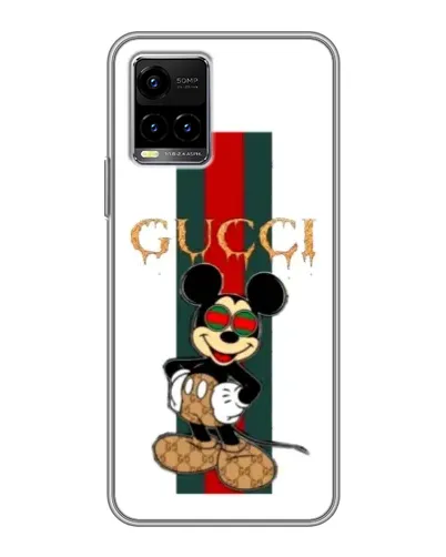 Чехол для Vivo Y33s с картинкой «Микки Маус Gucci — полосы»